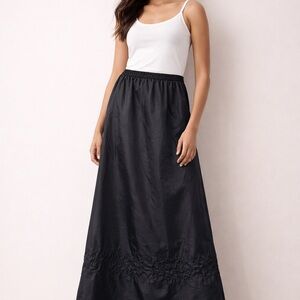 René Derhy Collection Black Satin Maxi Skirt Size 10